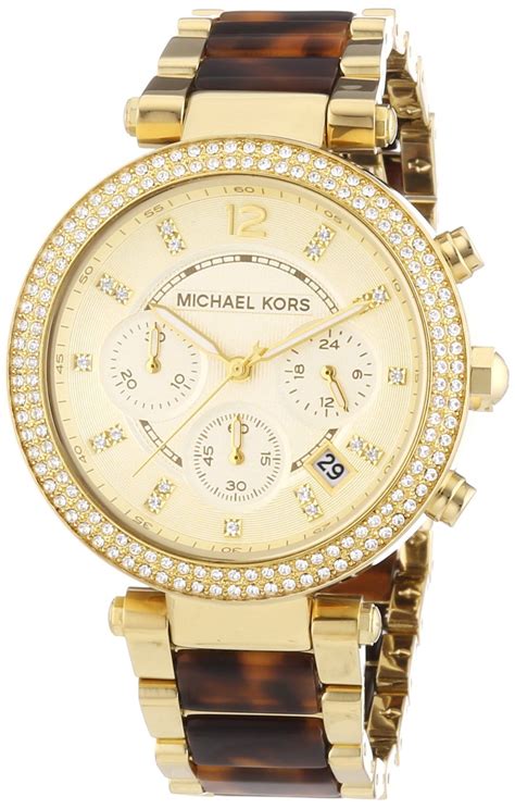 michael kors parker gold tortoise chronograph watch|Parker Pavé Gold.